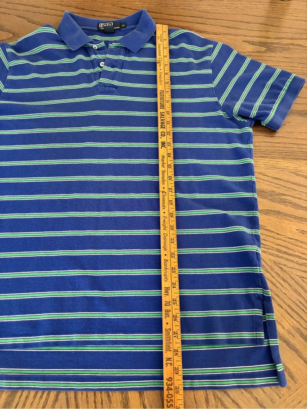 Polo Ralph Lauren XL Blue Green Striped 100% Cotton Polo Shirt